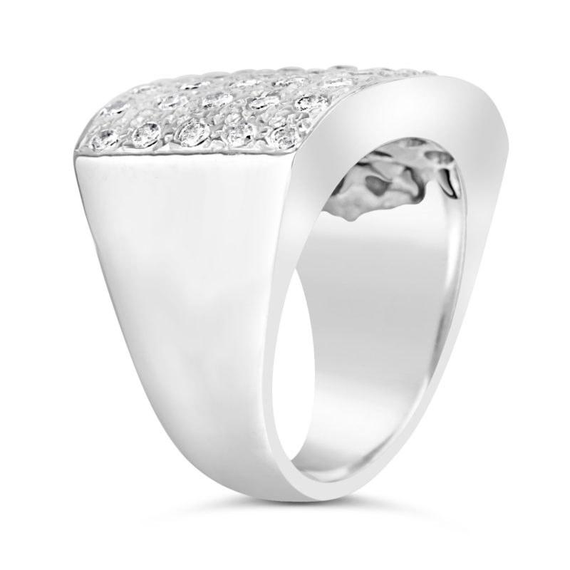gents mens white gold large statement ring with round diamonds rg00701
