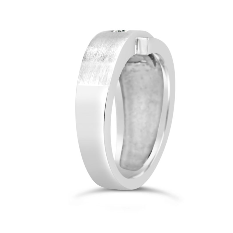 matte and shiny gents white gold diamond band wedding ring rg00451