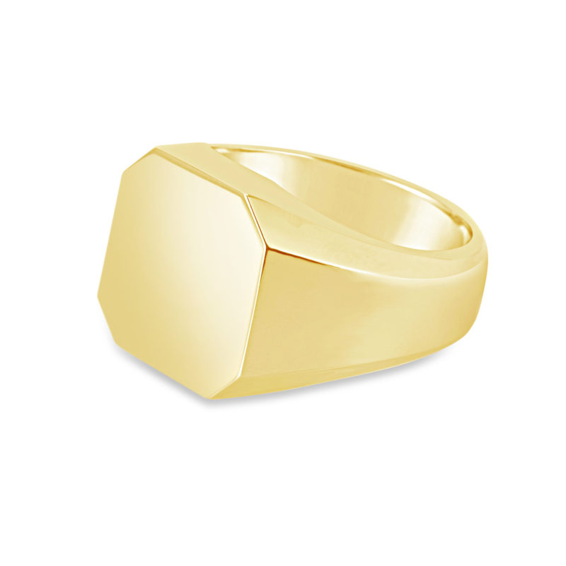 gents modern geometric signet ring yellow gold rg00731