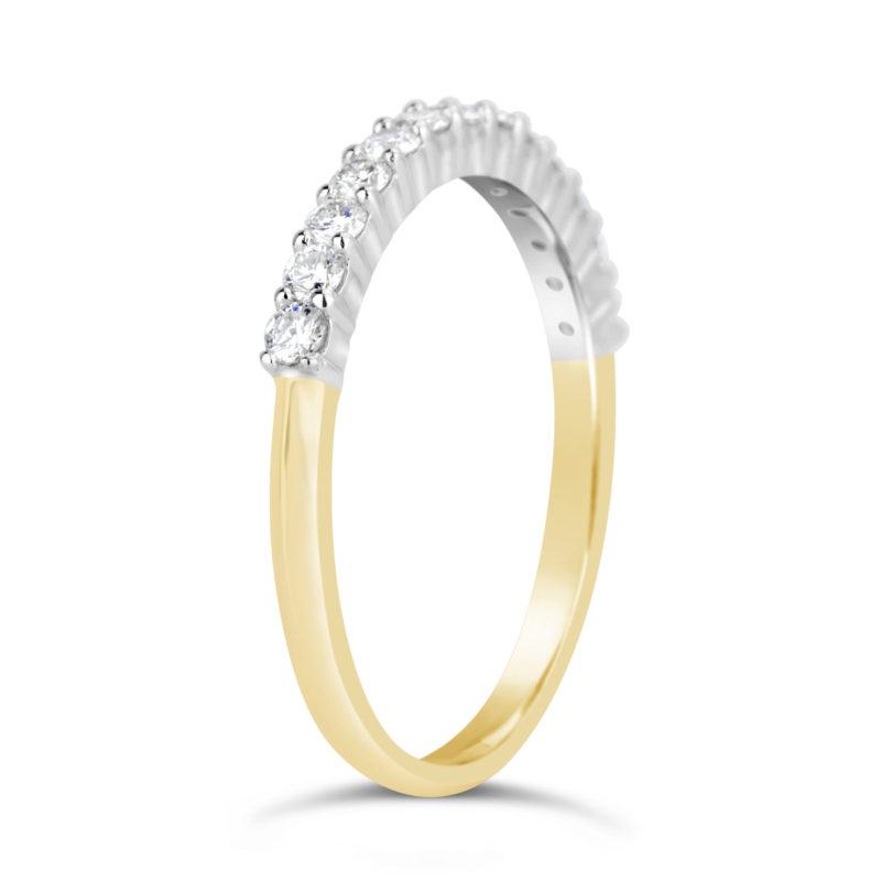 wedding band with claw set diamonds fine yellow and white gold rg00642