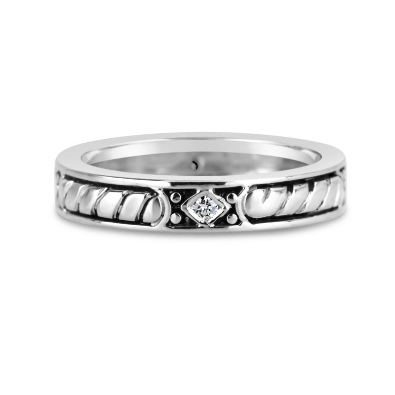 rope pattern with accent diamonds white gold eternity mens gents wedding band ring rg00188