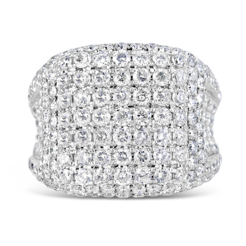 round diamond micro pave white gold gents large statement ring rg00689