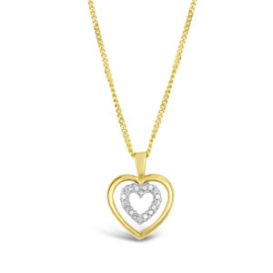diamond heart pendant necklace yellow gold