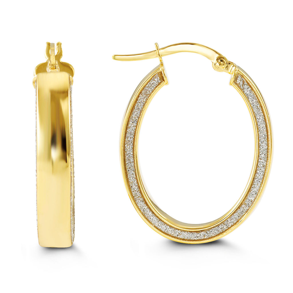 laser cut glitter sparkle earrings 0k yellow gold oval hoop earrings
