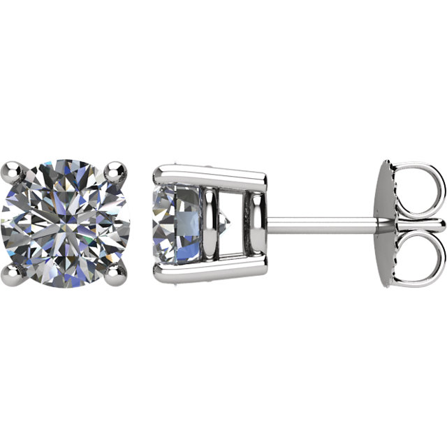 14k white gold 1.40ct Diamond solitaire stud earrings 4 claw gallery setting er00641