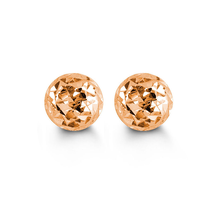 diamond cut ball stud earrings 5mm 10k rose gold ball studs