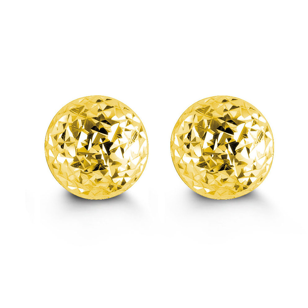diamond cut ball stud earrings 7mm 10k yellow gold ball studs