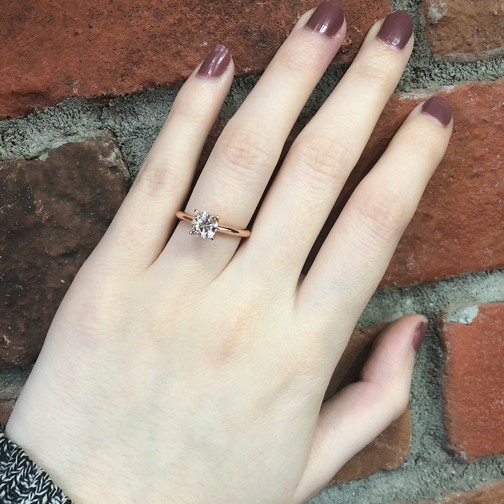 diamond solitaire engagement 14k rose gold ring