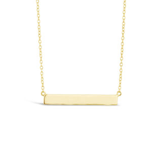 yellow gold plated silver bar necklace engraved