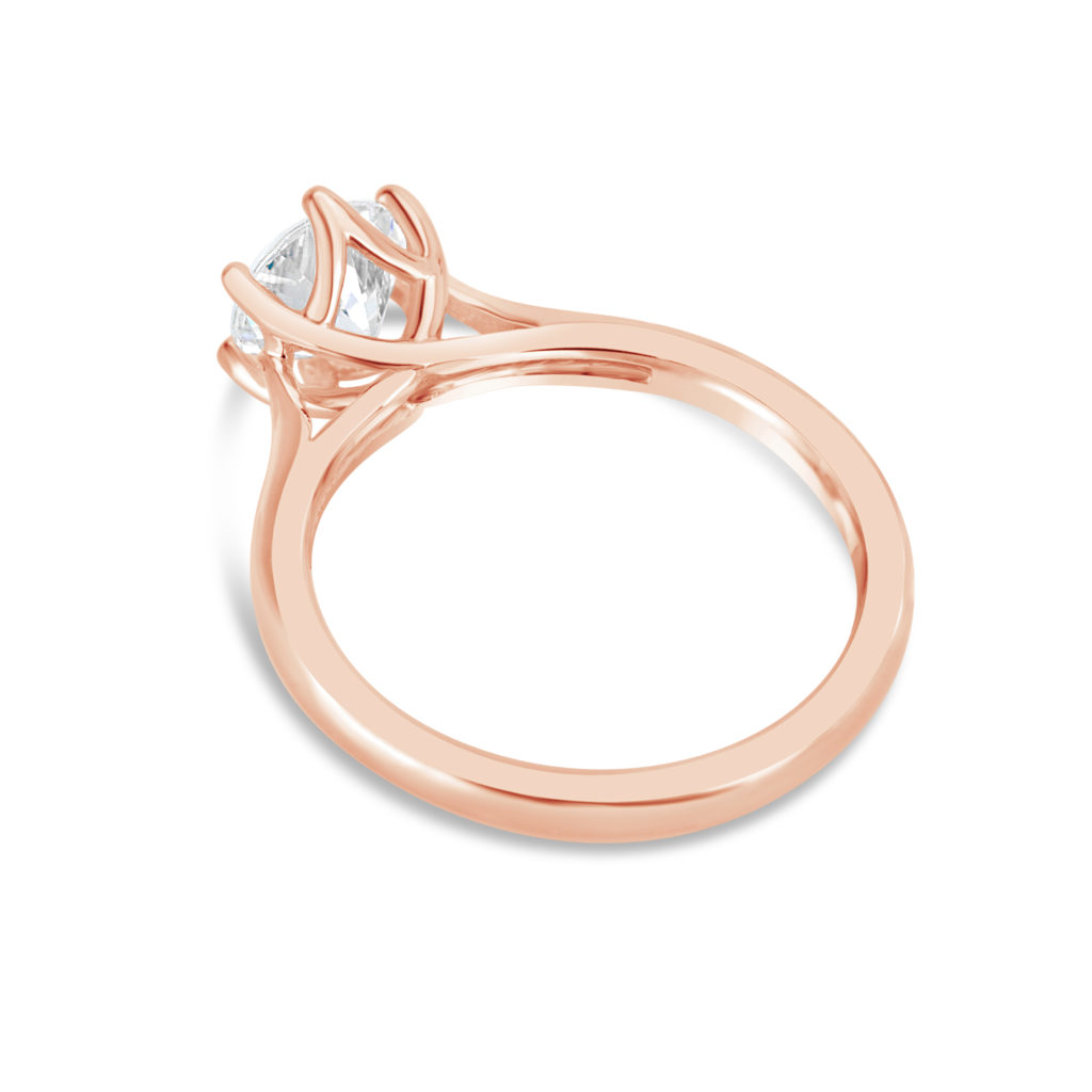 round brilliant cut diamonds solitaire engagement ring 14k rose gold 6-claws rg00818