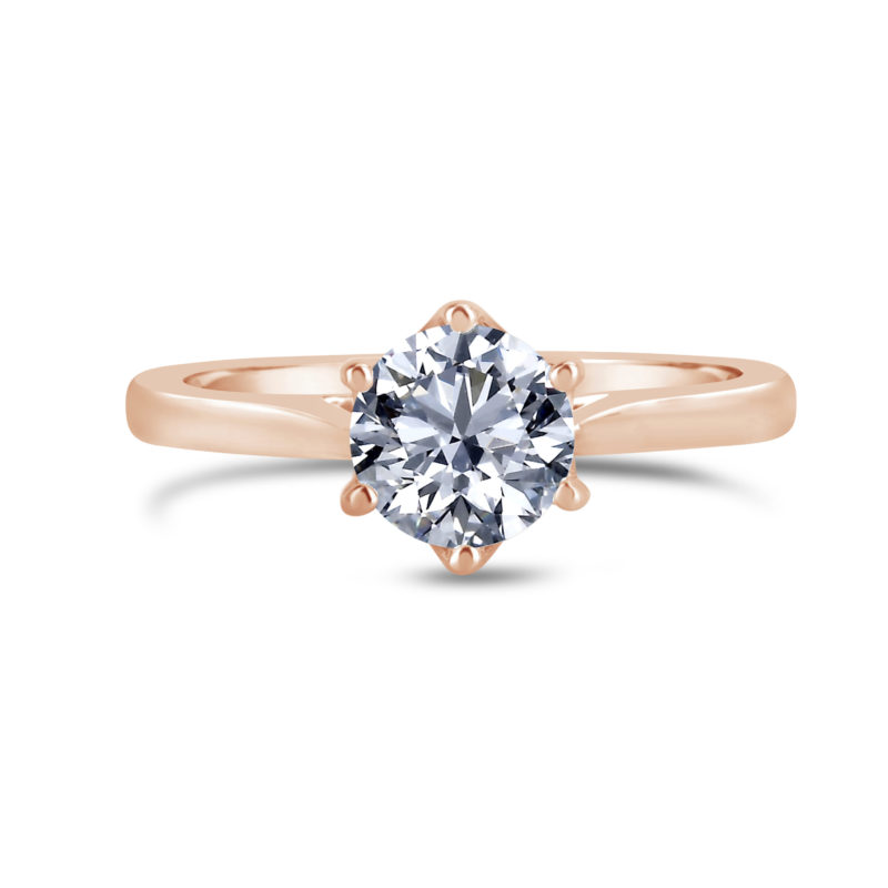 rg00818 round diamond solitaire engagement ring 14k rose gold diamond