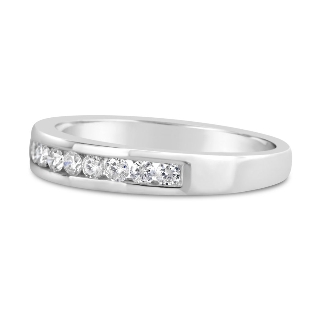 14k white gold diamond wedding band anniversary ring channel set ring