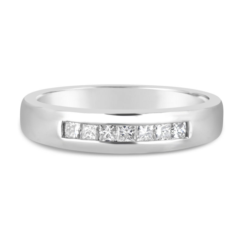 channel set ring 14k white gold diamond wedding band anniversary ring