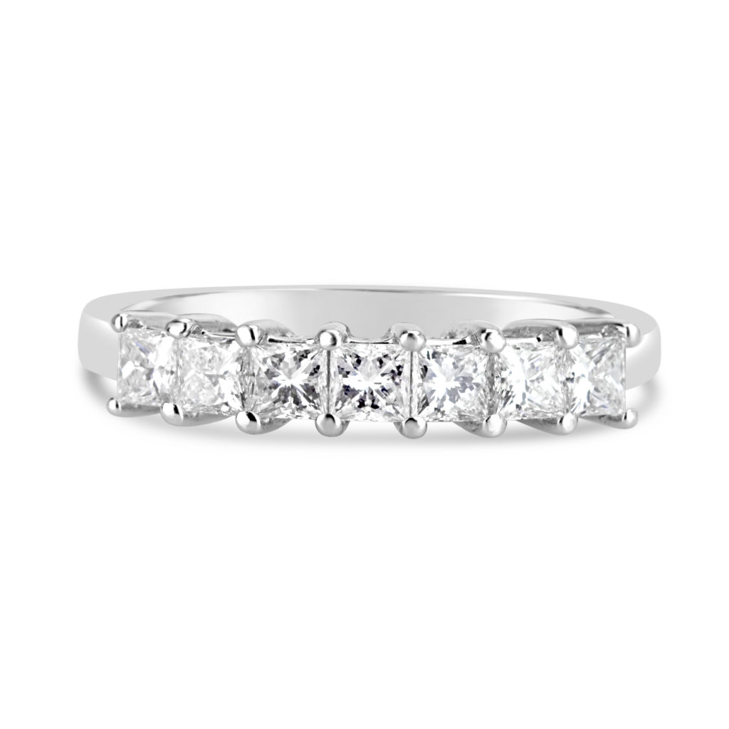 14k white gold princess cut diamond band anniversary ring wedding ring