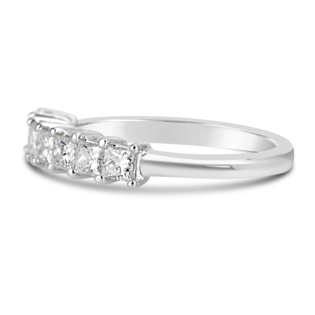 14k white gold princess cut diamond band anniversary ring wedding ring