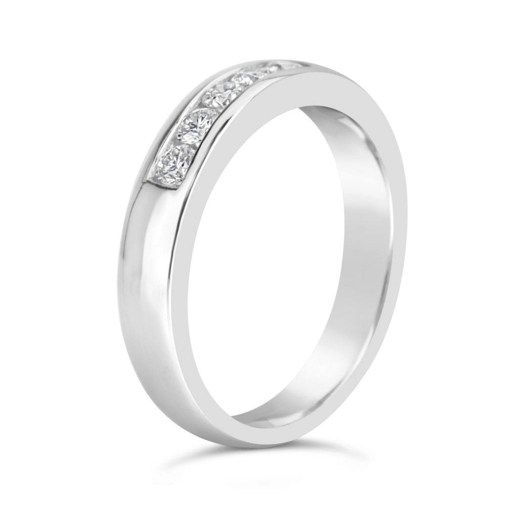 channel set five diamond band 14k white gold wedding ring anniversary band
