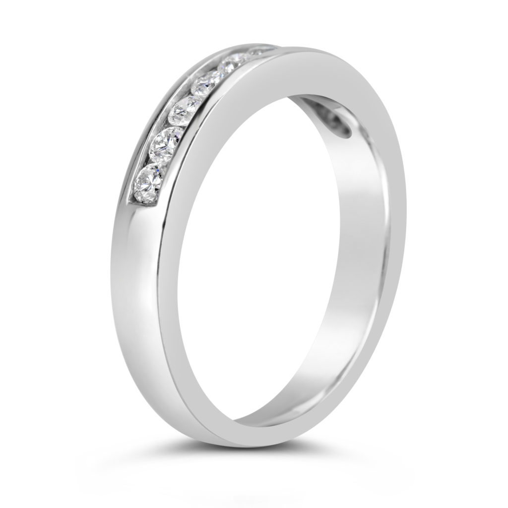 14k white gold diamond wedding band anniversary ring channel set ring