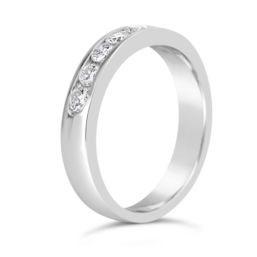 wedding band anniversary ring channel set ring 14k white gold diamond