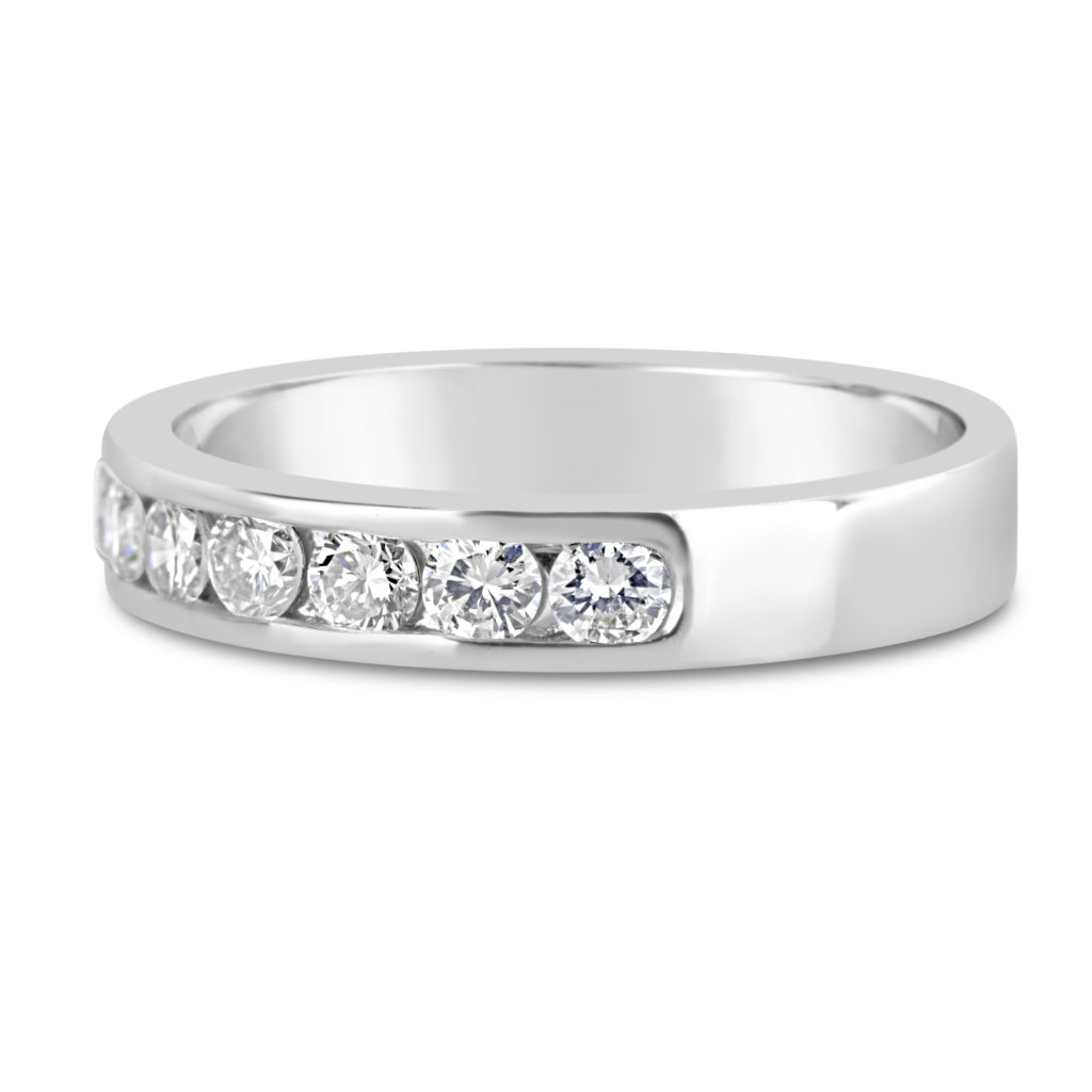 wedding band anniversary ring channel set ring 14k white gold diamond