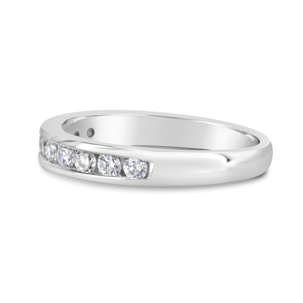 wedding band anniversary ring channel set ring 14k white gold diamond