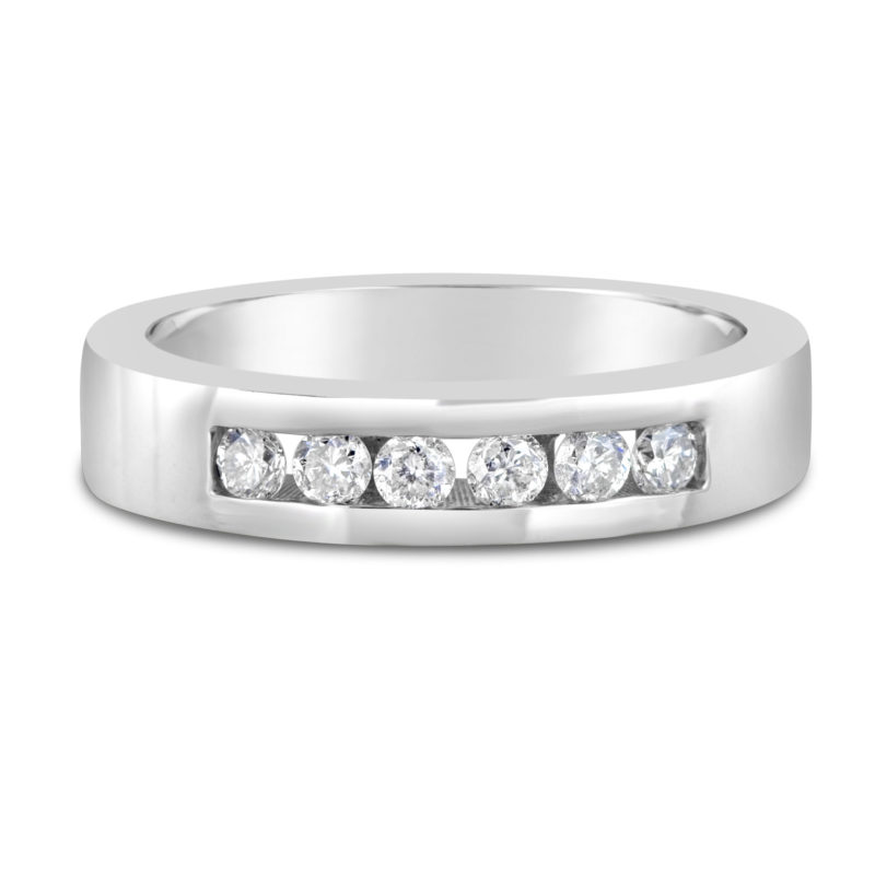 wedding band anniversary ring channel set ring 14k white gold diamond