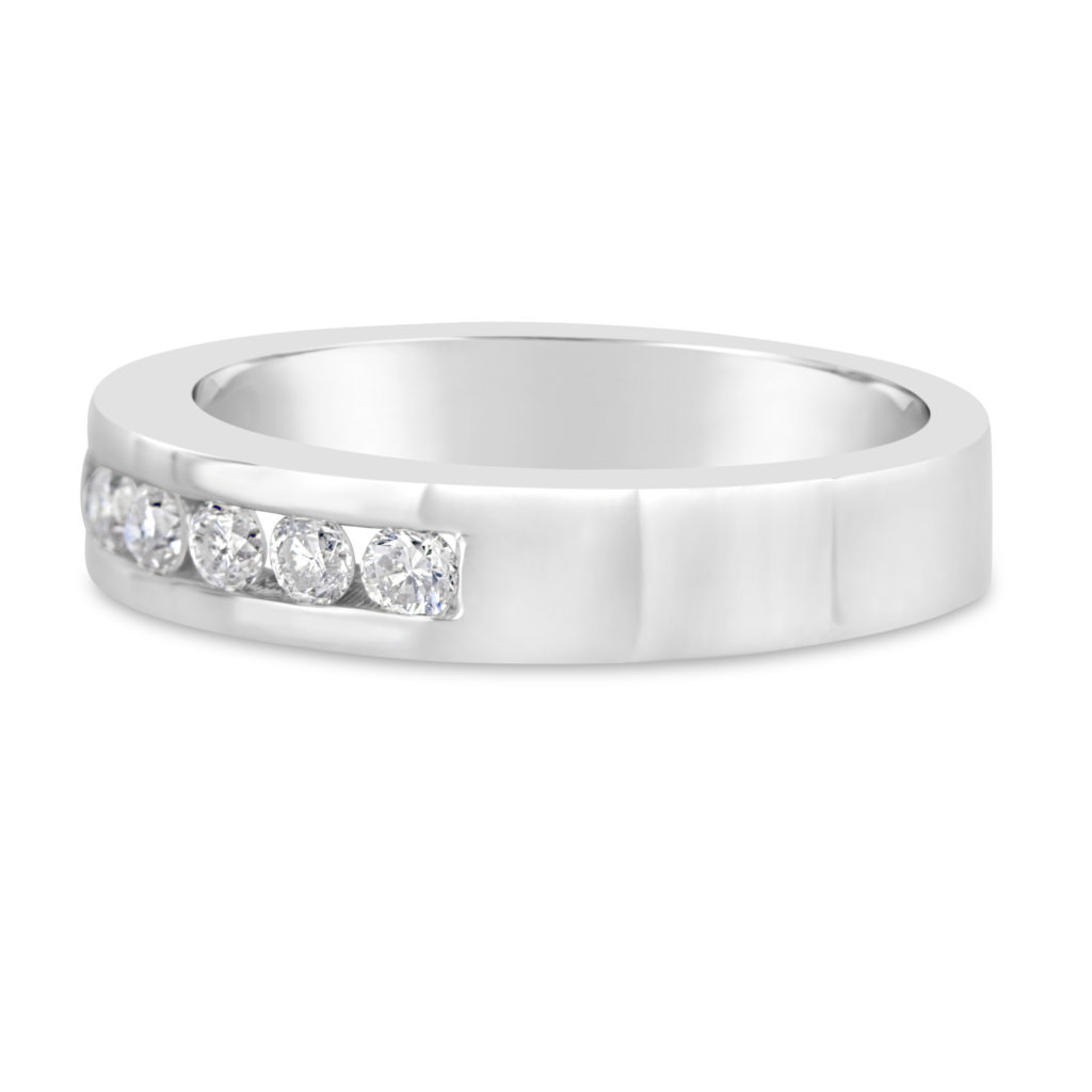 channel set ring 14k white gold diamond wedding band anniversary ring