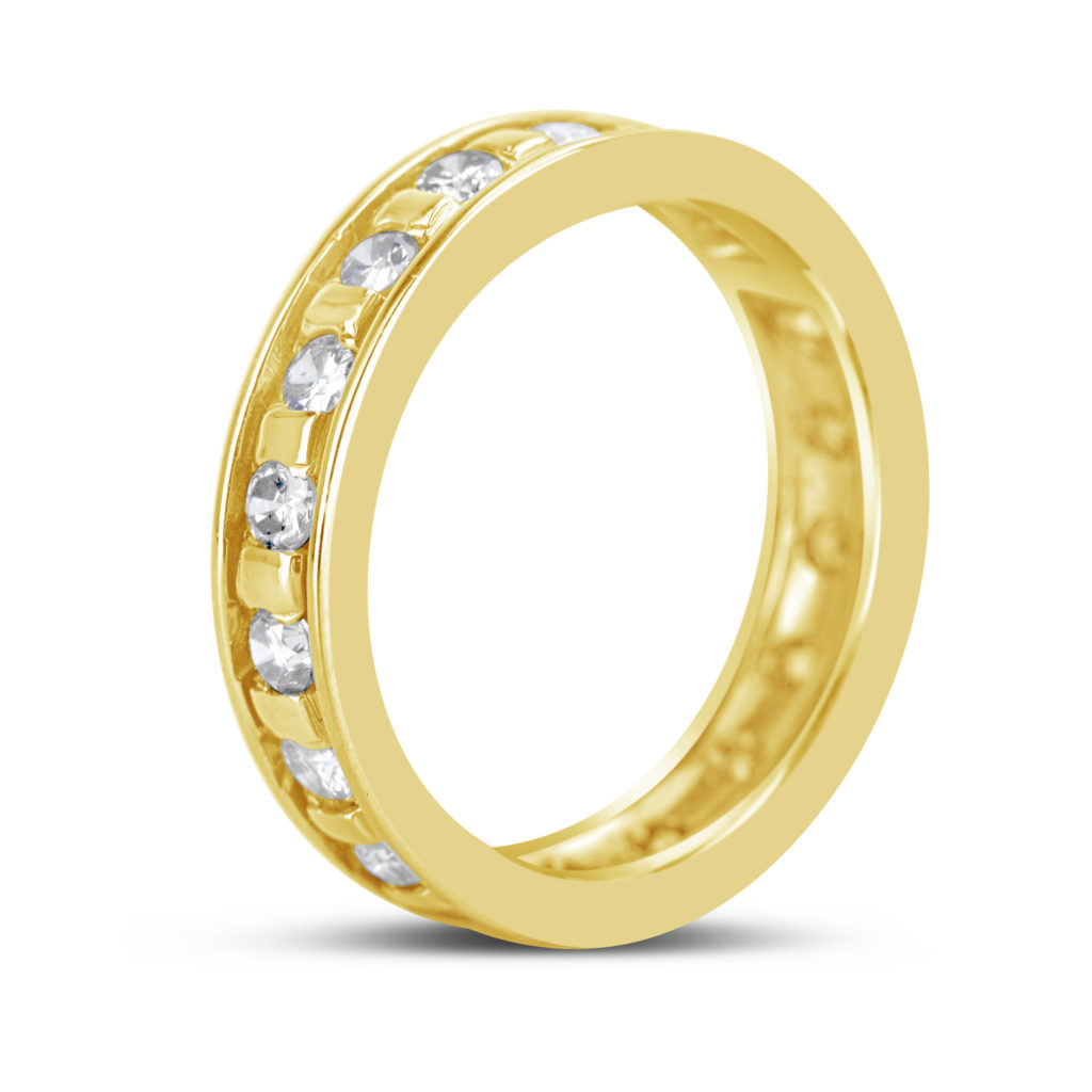 wedding band anniversary ring channel set eternity ring 14k yellow gold diamond