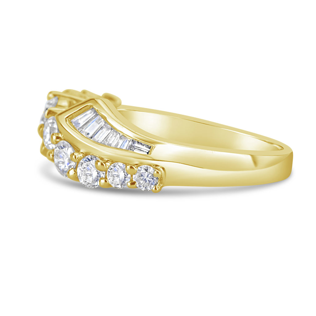 14k yellow gold round diamond baguette diamonds engagement ring anniversary ring diamond band