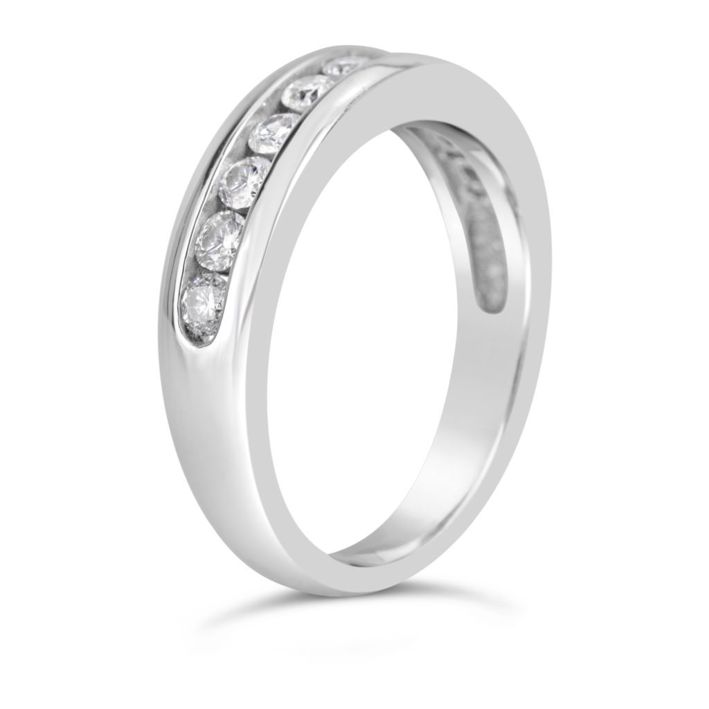 14k white gold diamond wedding band anniversary ring channel set ring