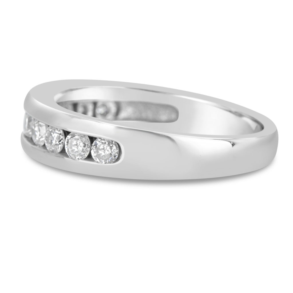 channel set ring 14k white gold diamond wedding band anniversary ring