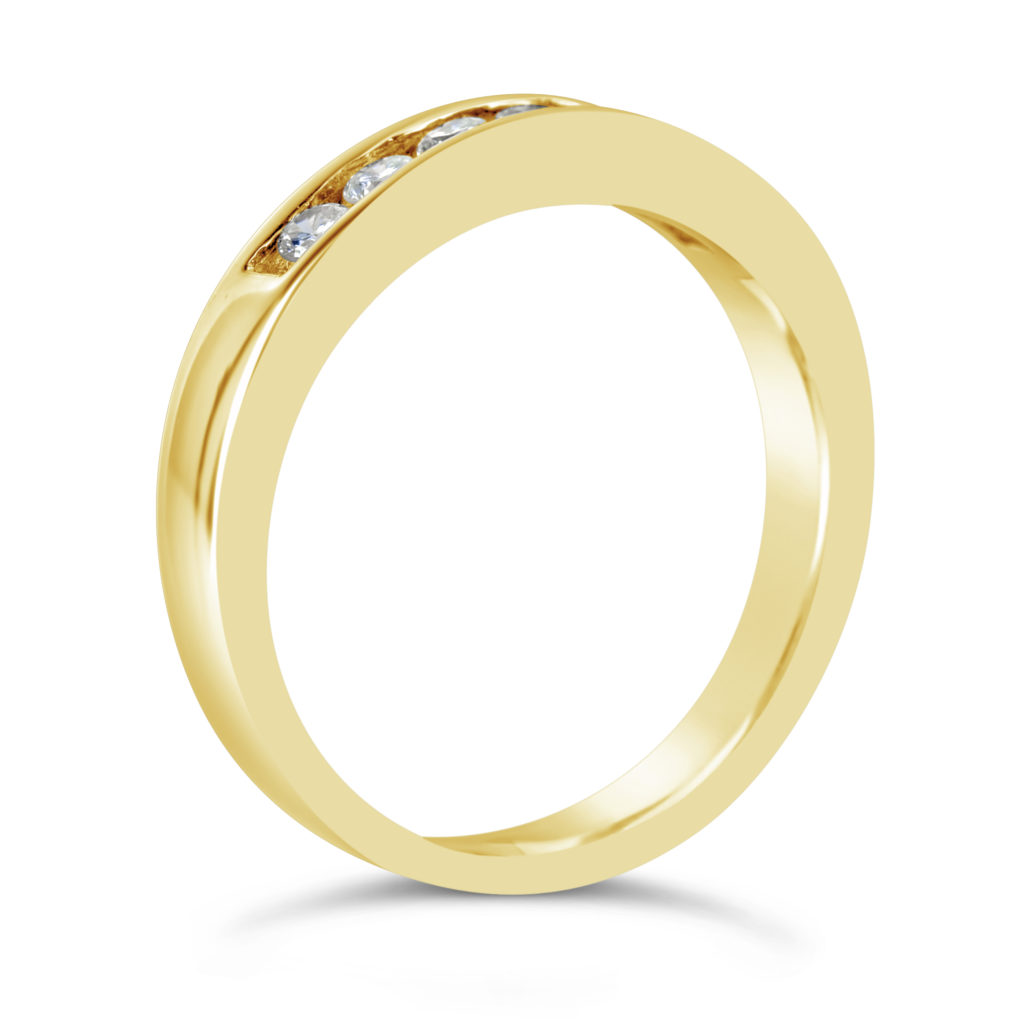 wedding band anniversary ring channel set ring 14k yellow gold diamond