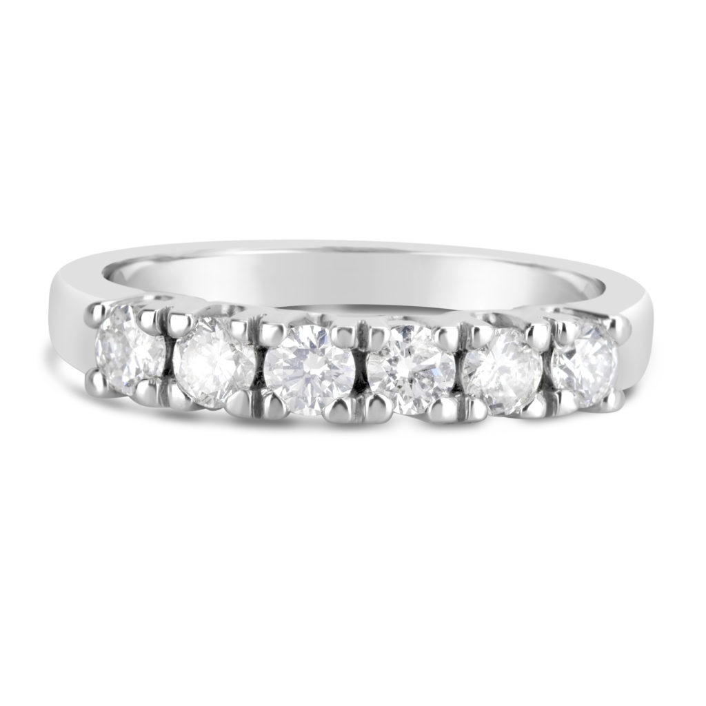 wedding band anniversary ring claw set ring 14k white gold diamond