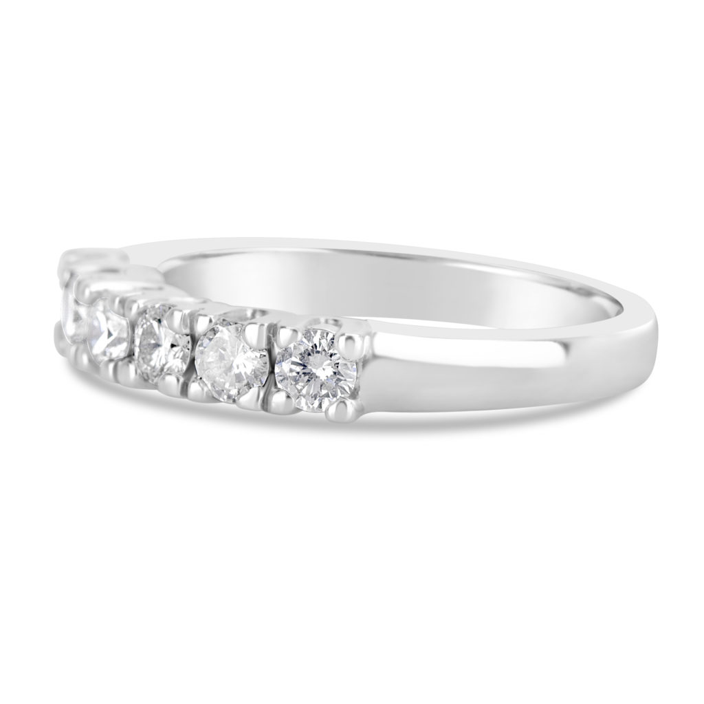 six claw set ring 14k white gold diamond wedding band anniversary ring