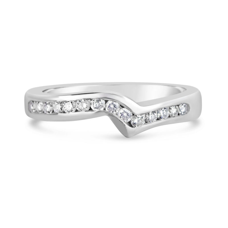 notched channel set ring 14k white gold diamond wedding band anniversary ring