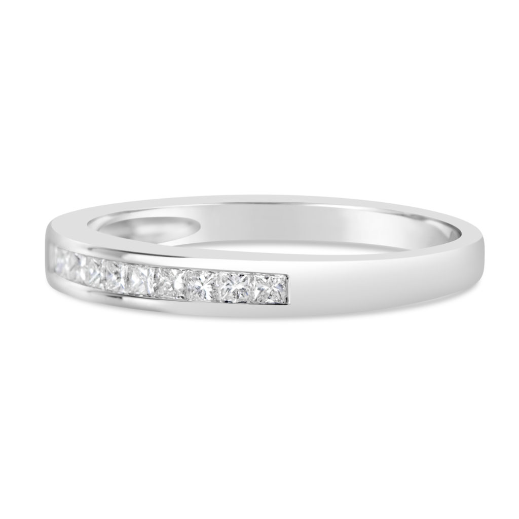 wedding band anniversary ring channel set ring 14k white gold princess cut diamond