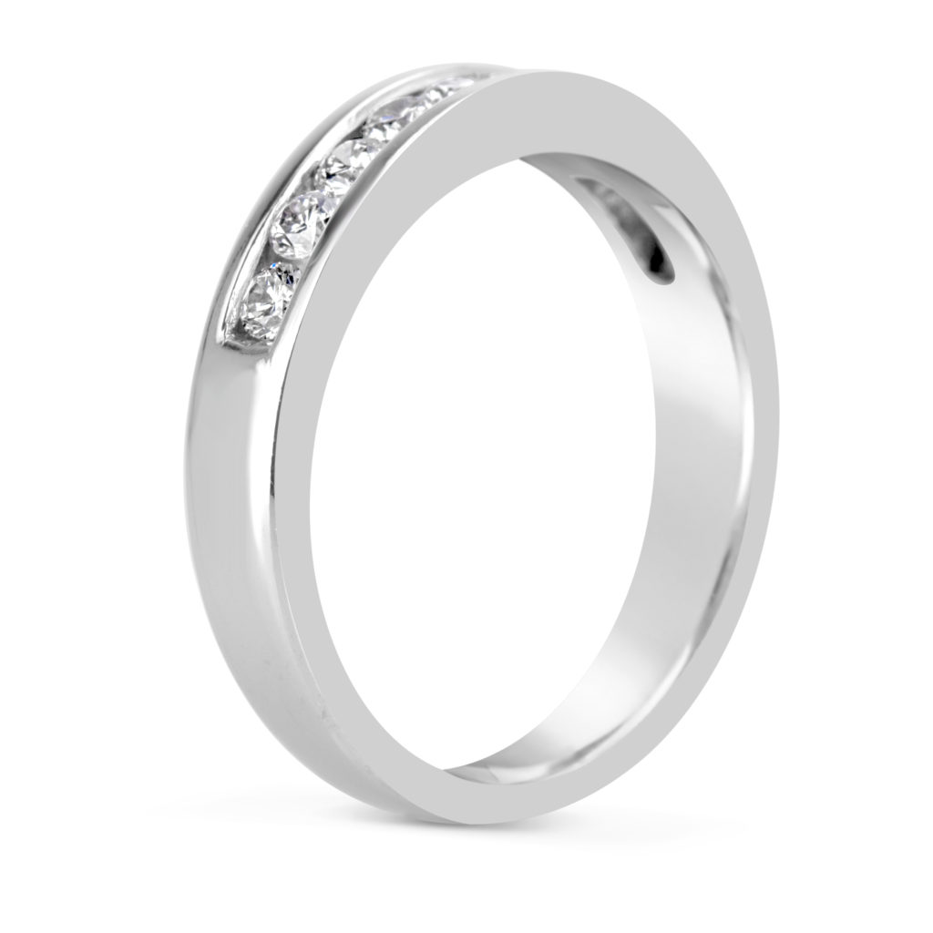 wedding band anniversary ring channel set ring 14k white gold diamond