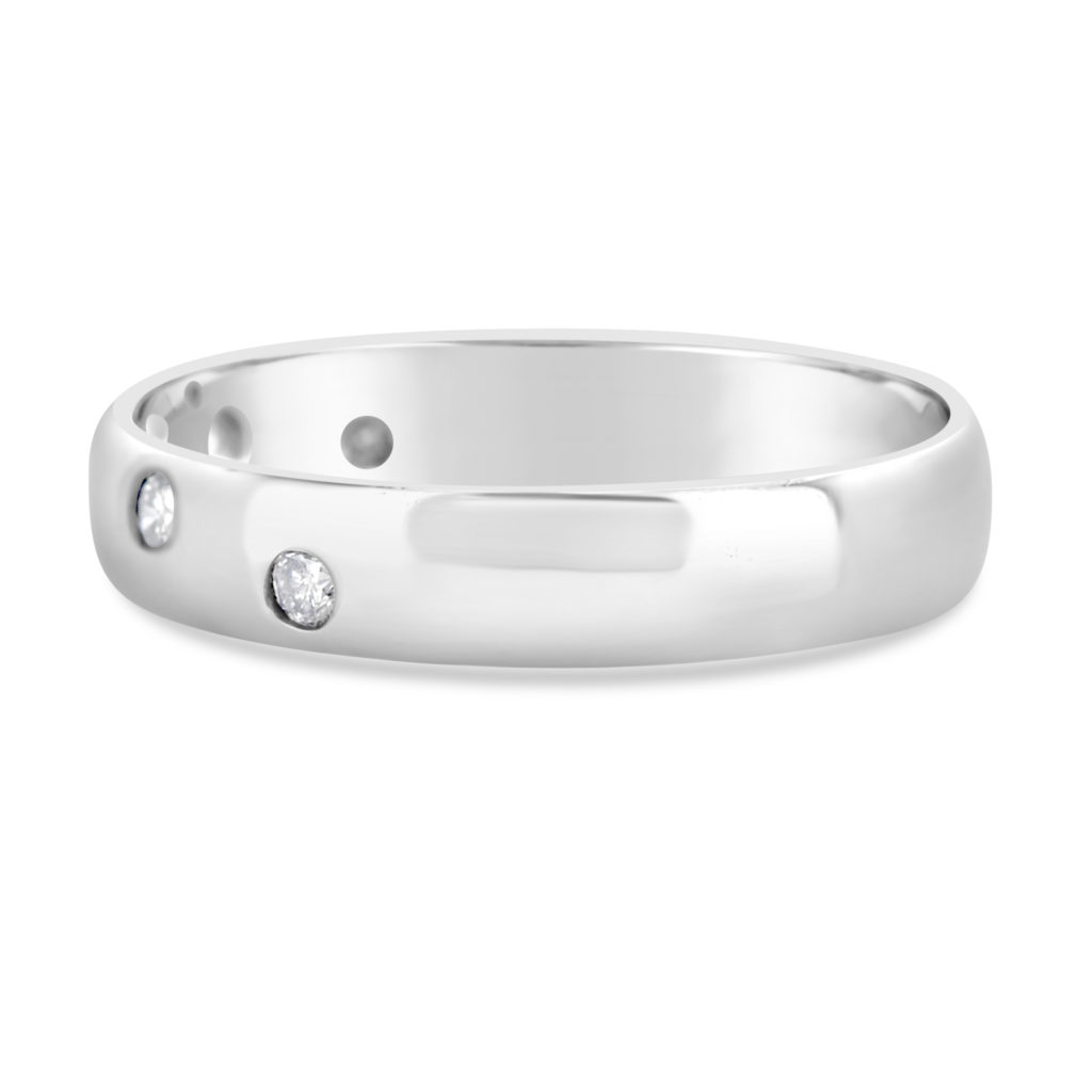 14k white gold diamond anniversary band wedding band scattered flush set