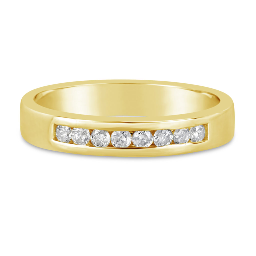 wedding band anniversary ring channel set ring 14k yellow gold diamond