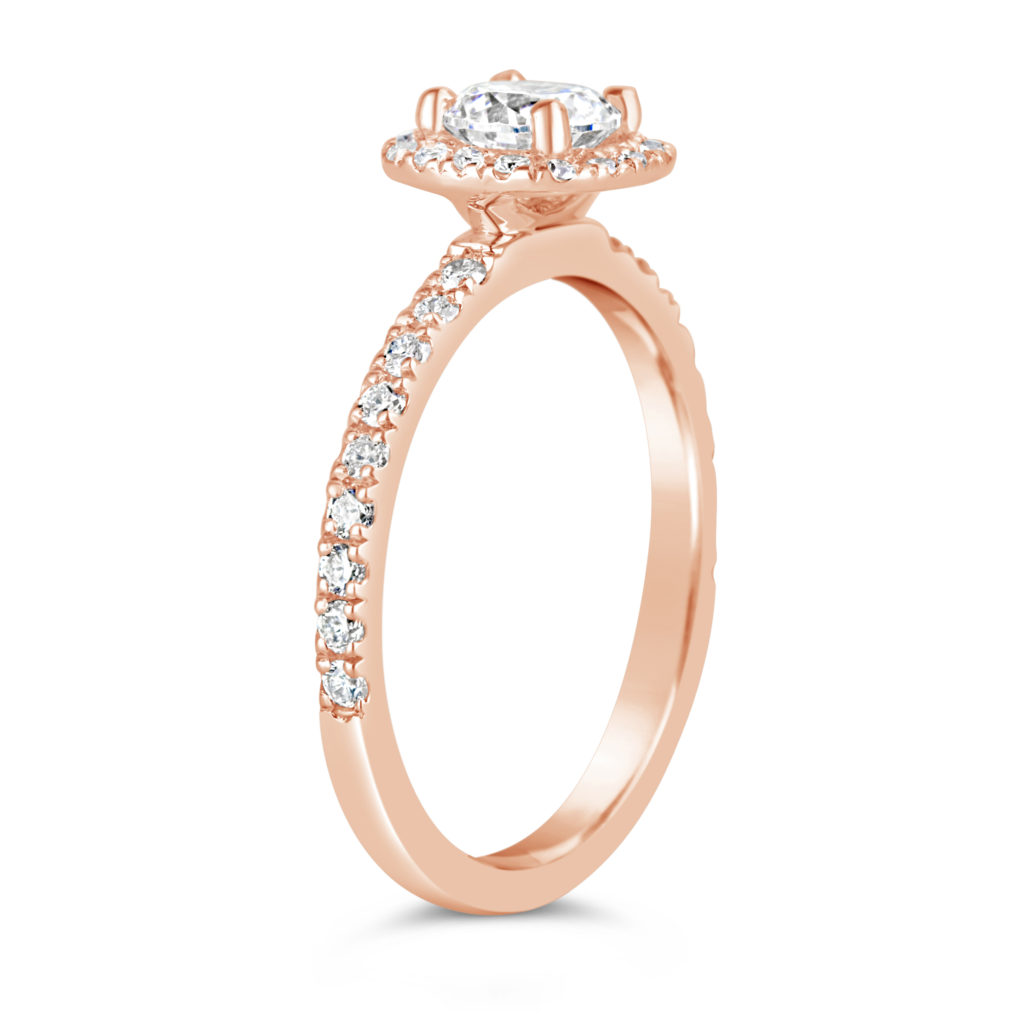 14k rose gold halo diamond engagement ring rg00864
