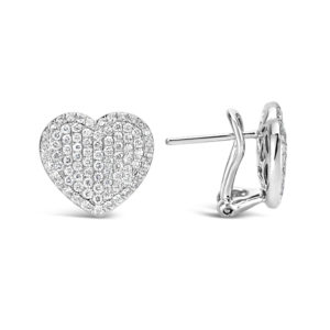 diamond heart stud earrings diamond cluster heart shape stud earrings 14k white gold and diamond heart stud earrings