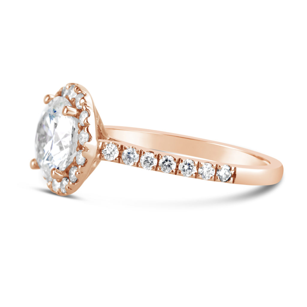 rose gold round brilliant diamond ring rose gold diamond halo ring rose gold diamond halo engagement ring