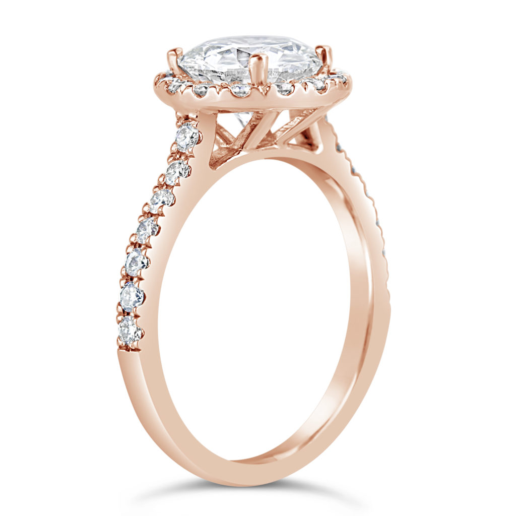 rose gold round brilliant diamond ring rose gold diamond halo ring rose gold diamond halo engagement ring