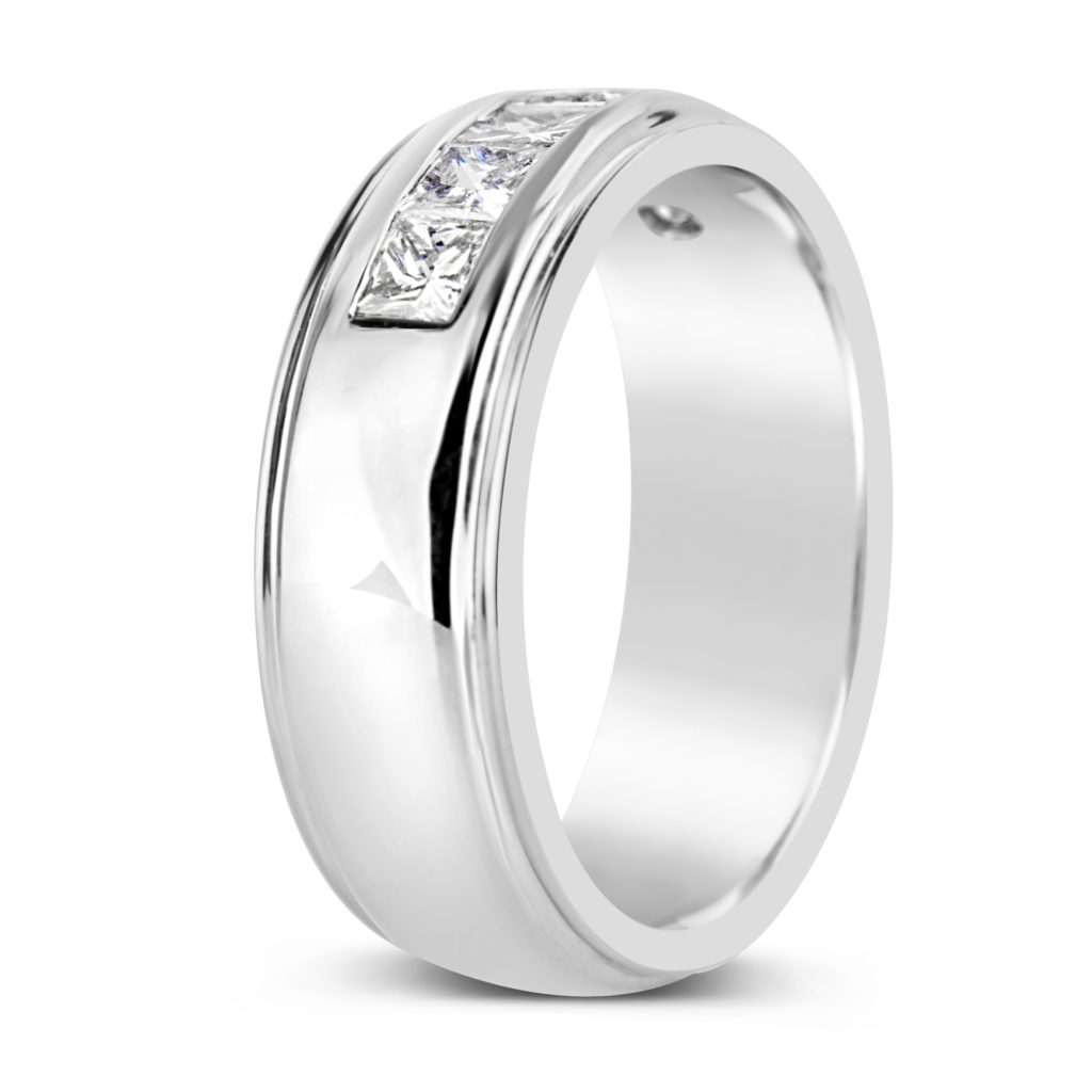 princess cut channel set ring Wide channel set ring princess cut diamond band mens ring