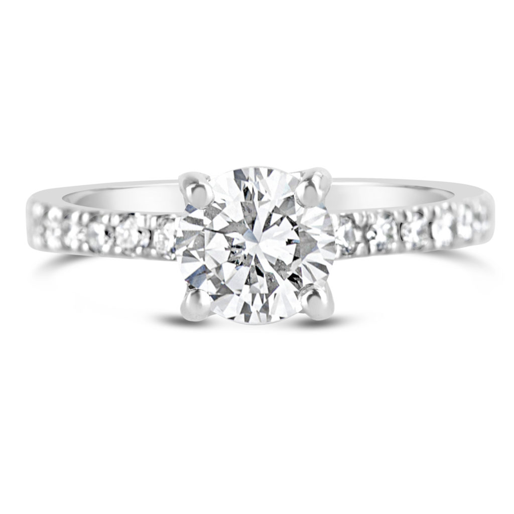 engagement ring with diamond band 14k white gold diamond solitaire