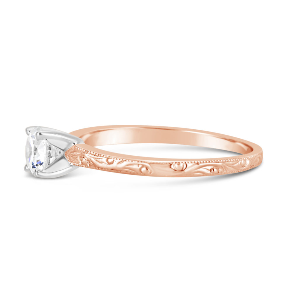 diamond solitaire rose gold 14k rose gold hand engraved ring diamond solitaire engagement ring rose gold and diamond engagement ring
