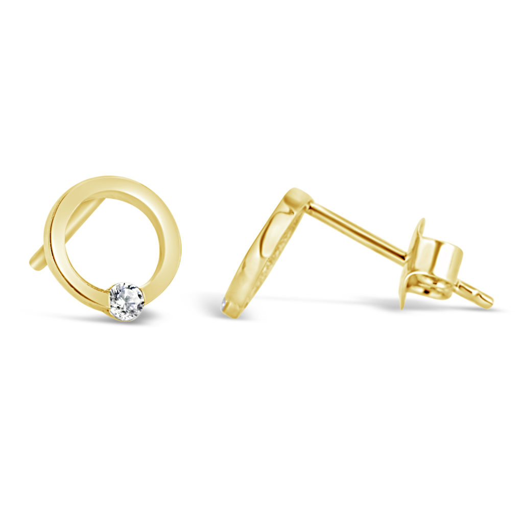 10k yellow gold stud earrings yellow gold circle cut out stud earrings diamond and yellow gold stud earrings