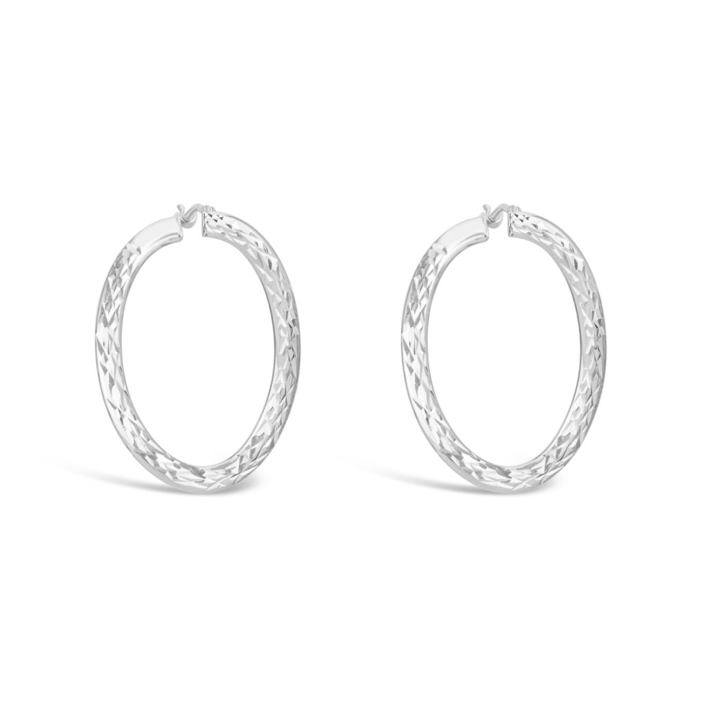 10k white gold oval hoop earrings 10k white gold hoop earrings diamond cut hoop earrings