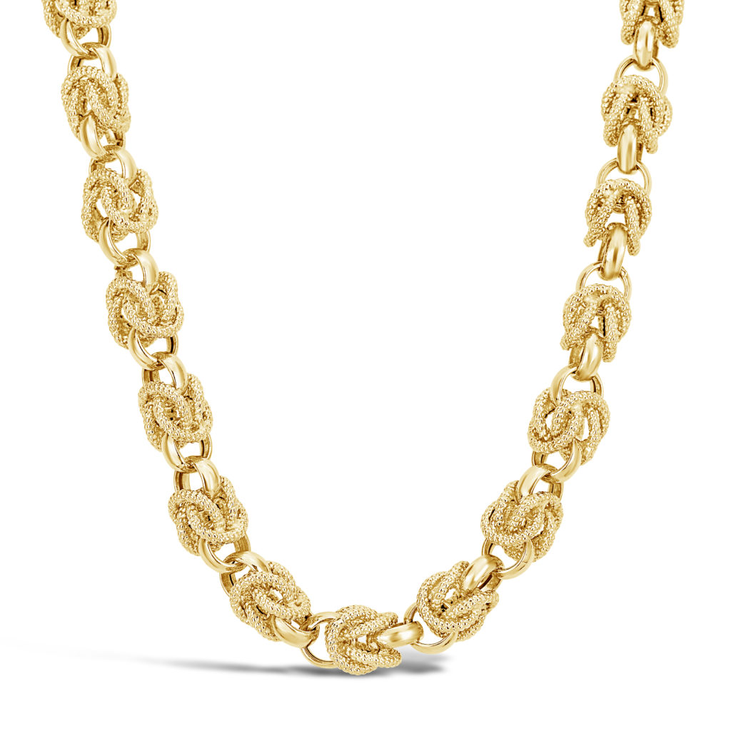 yellow gold link necklace woven fancy link necklace