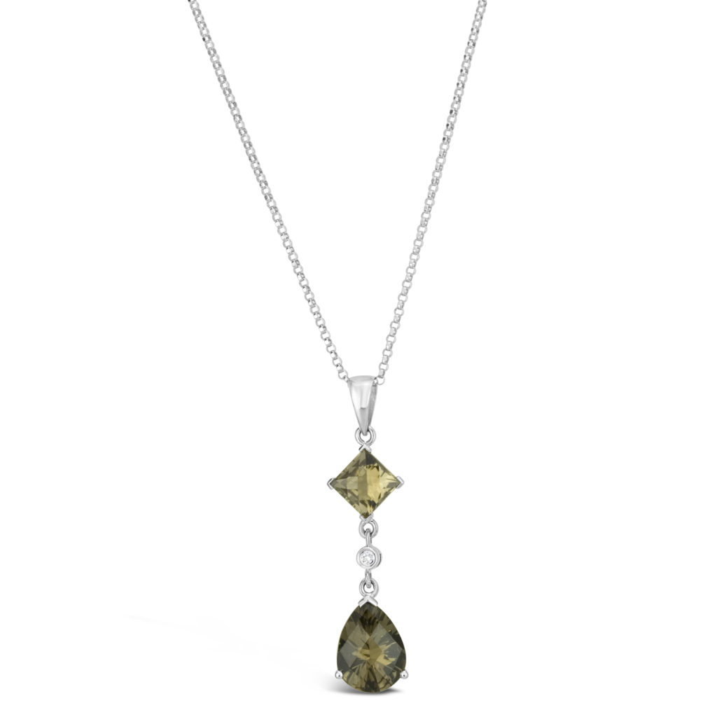 white gold coloured stone necklace white gold smokey quartz necklace smokey quartz drop pendant necklace