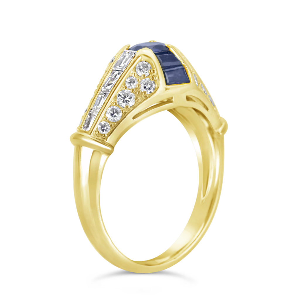 yellow gold blue sapphire diamond ring diamond sapphire statement ring